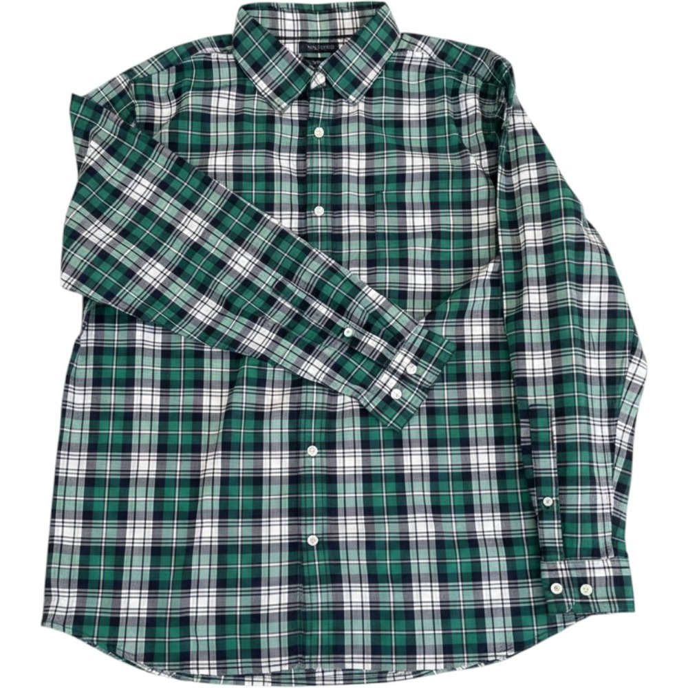 Amazon Essentials Mens Regular Fit Stretch Plaid Button Down Shirt Green Large